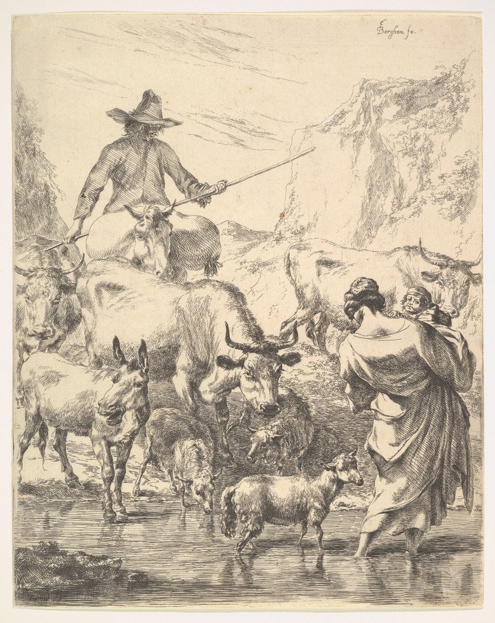 A csorda átkel a patakon. alkotó: Nicolaes Pietersz. Berchem