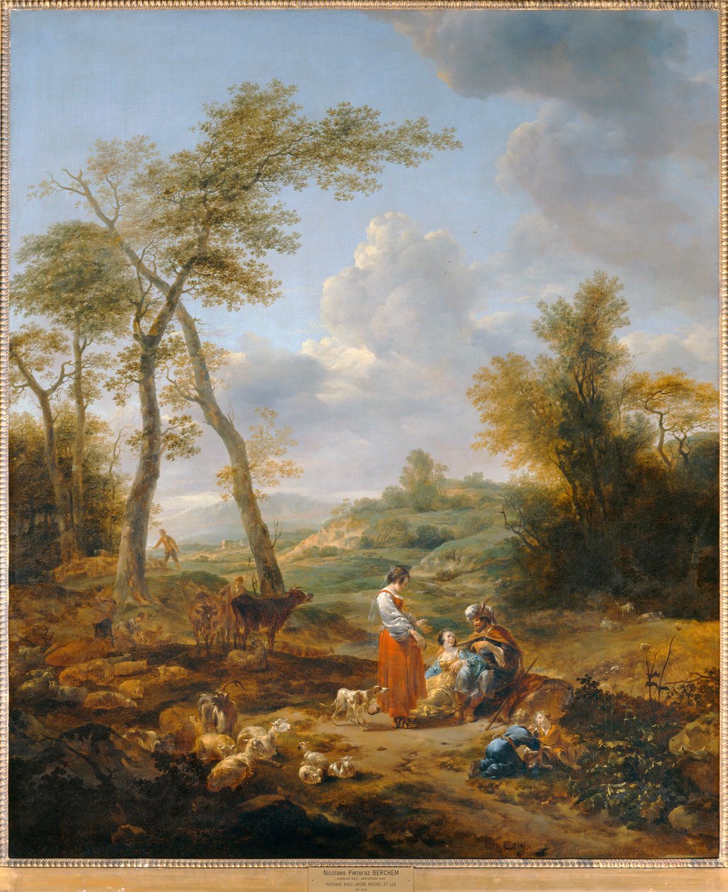 Tájkép Elkanával és két feleségével, Annával és Penninával ... alkotó: Nicolaes Pietersz. Berchem