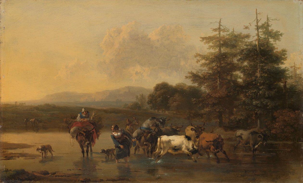 A szarvasmarha csorda Egy marhacsorda keresztezve egy Fordot alkotó: Nicolaes Pietersz Berchem
