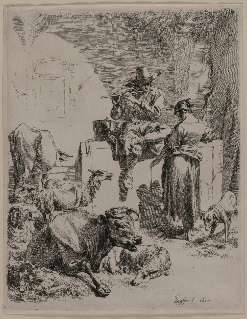 A csöves juhász, 1652. alkotó: Nicolaes Pietersz. Berchem