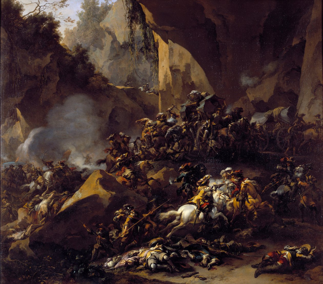 Travellers attacked by robbers alkotó: Nicolaes Pietersz Berchem