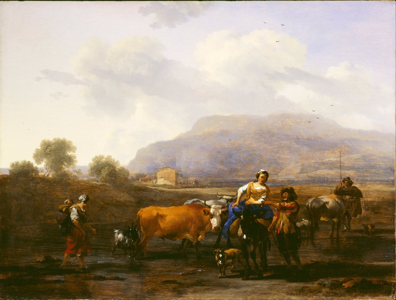 Utazó parasztok (este) alkotó: Nicolaes Pietersz. Berchem
