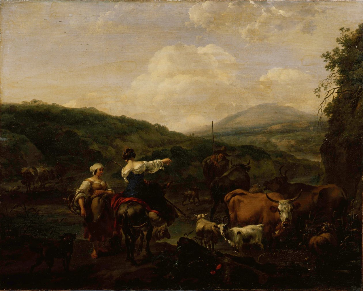 Szarvasmarhák egy kietlen helyen alkotó: Nicolaes Pieterszoon Berchem