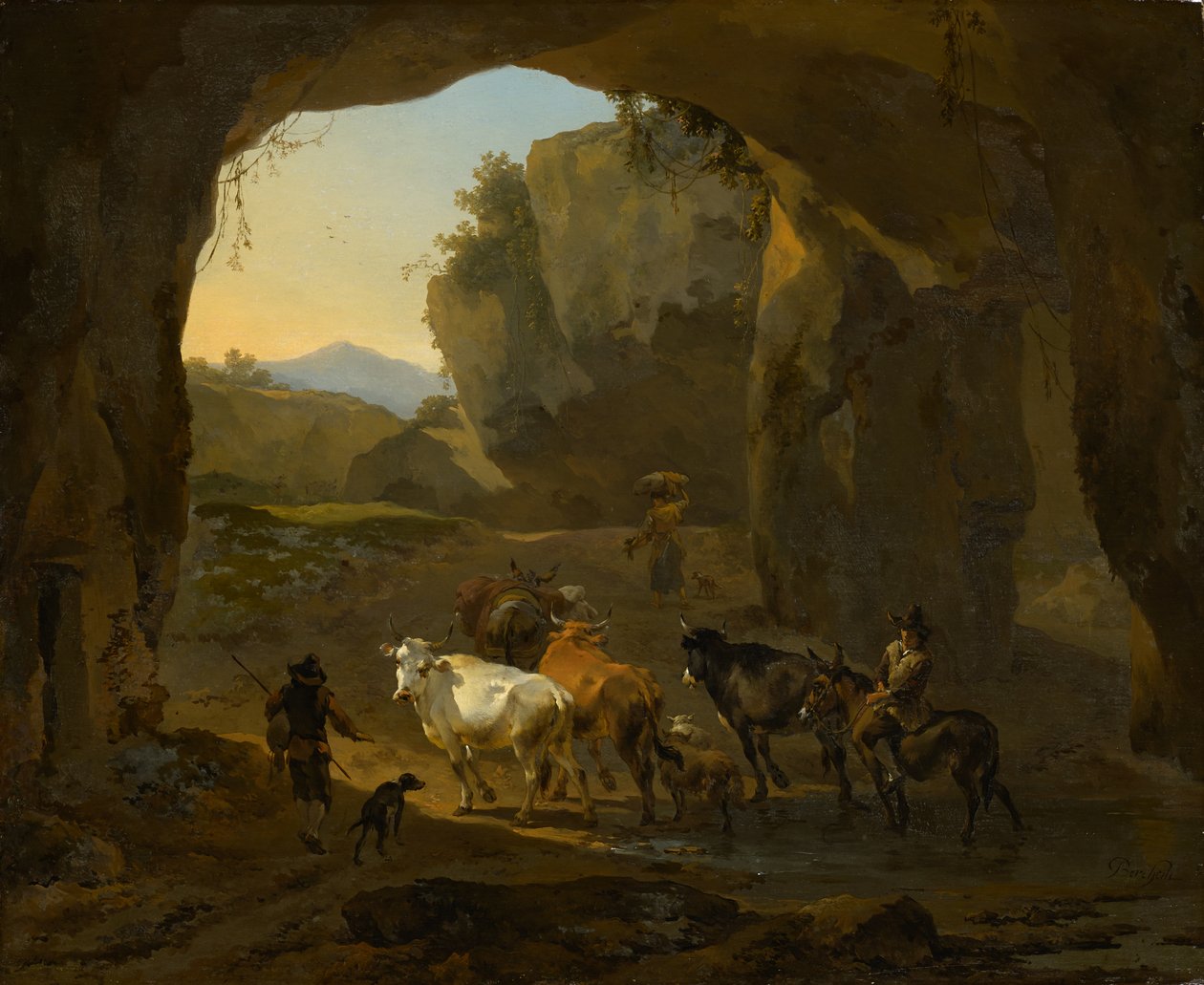Tehénpásztorok egy barlangban alkotó: Nicolaes Pietersz. Berchem