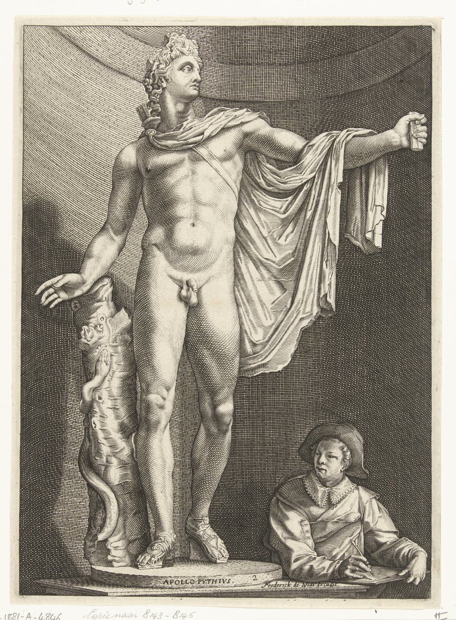 Apollo Belvedere Apollo Pythivs (cím az objektumon) Három antik szobor Rómában Goltzius után (sorozat címe) alkotó: Nicolaes de Bruyn