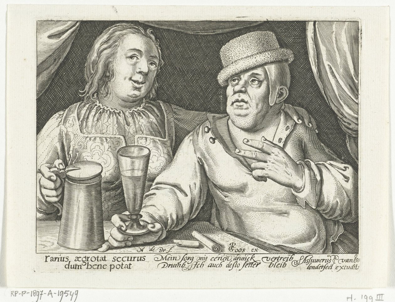 Férfi és nő iszik alkotó: Nicolaes de Bruyn
