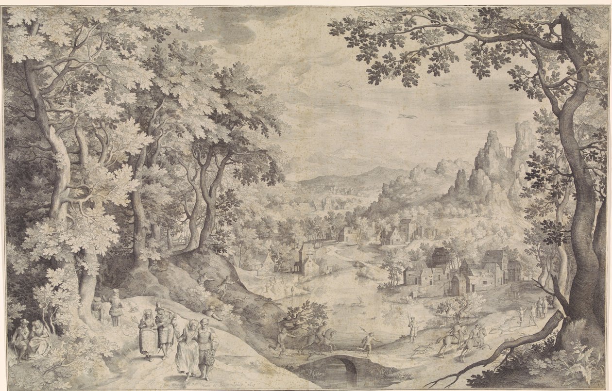 Táj szarvasvadászattal alkotó: Nicolaes de Bruyn
