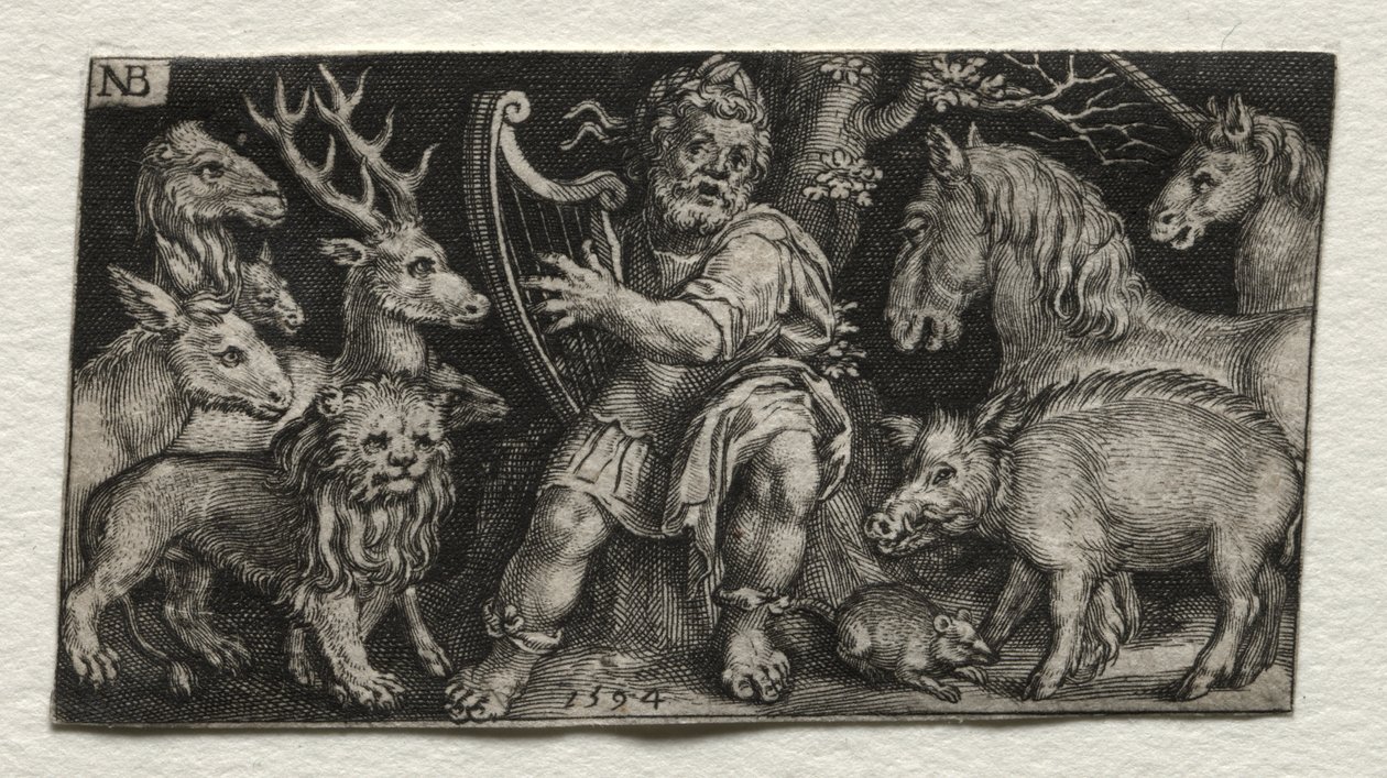 Orpheus elbűvöli az állatokat alkotó: Nicolaes de Bruyn