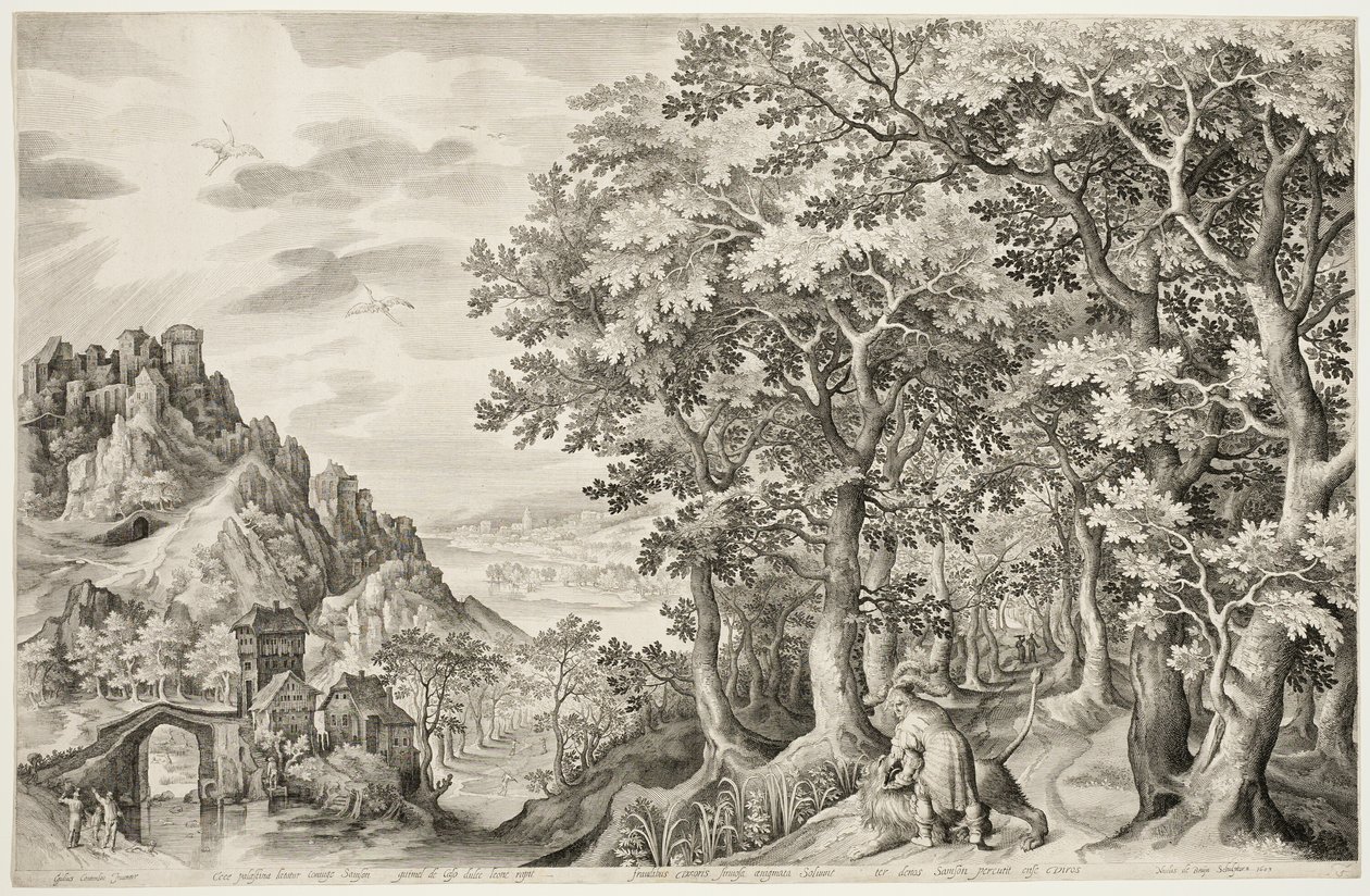 Sámson megöli az oroszlánt alkotó: Nicolaes de Bruyn