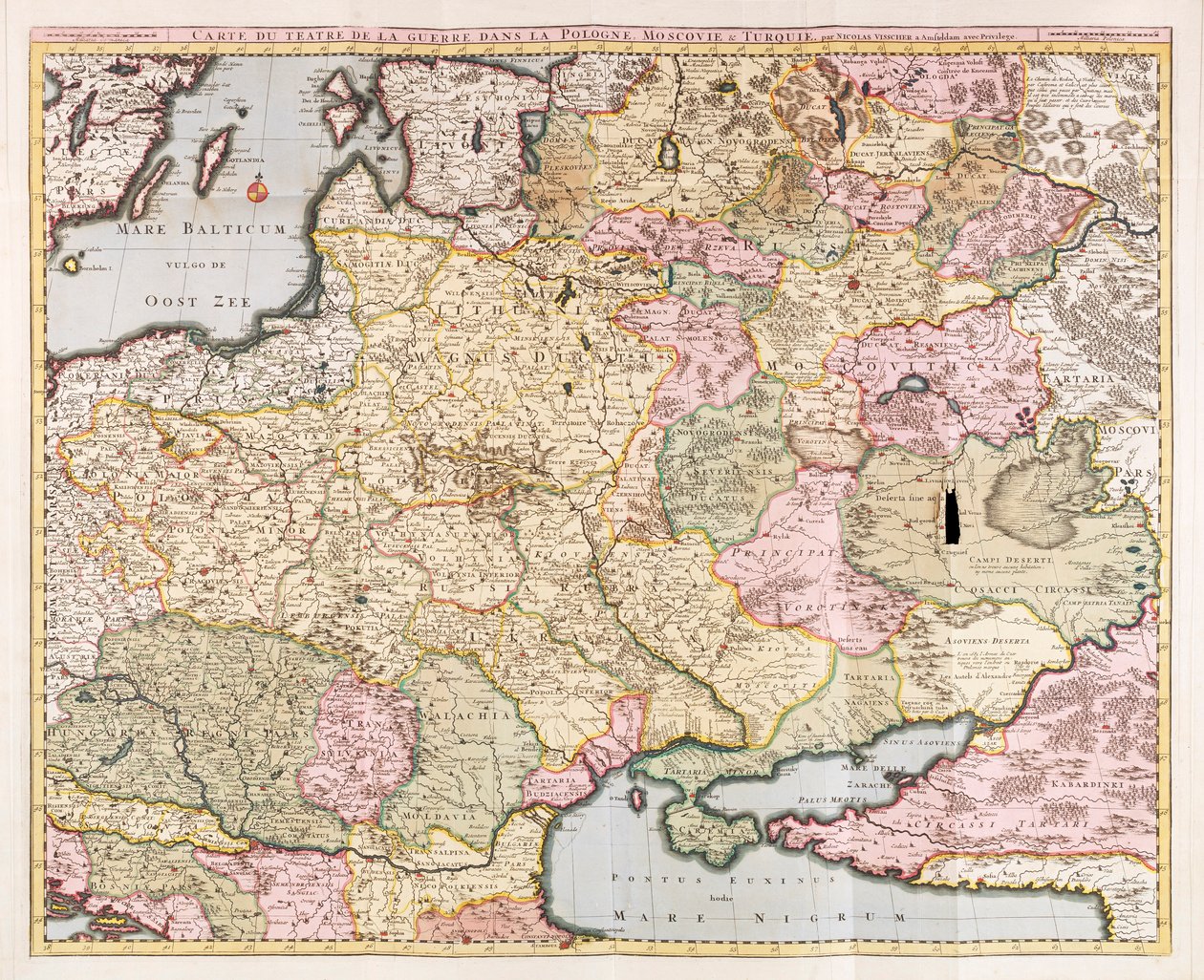A lengyelországi, moszkvai és törökországi hadszíntér térképe", írta Nicolas Visscher alkotó: Nicolaes the Elder Visscher