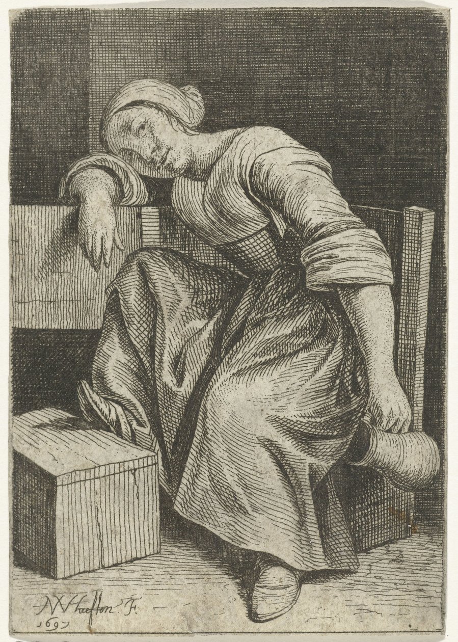 Fiatal nő kancsóval a kezében alkotó: Nicolaes van Haeften