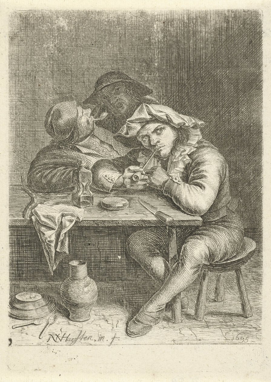 Két dohányos egy asztalnál alkotó: Nicolaes van Haeften