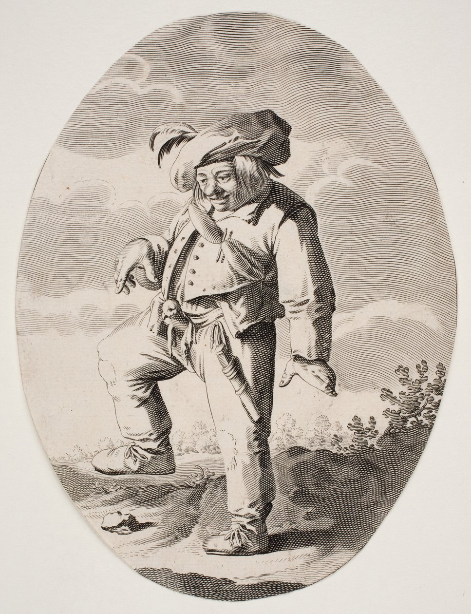 Táncoló gazda egy madárral a legyében alkotó: Nicolaes van Lijnhoven