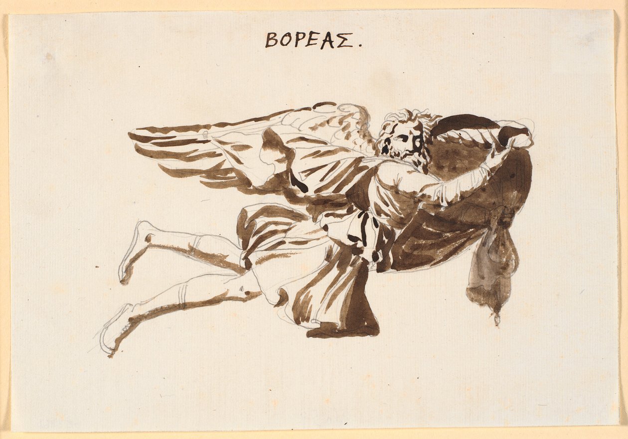 Boreas. Terjedelmes dombormű a szelek tornyán Pamphilusban és Davusban beszélgetés közben alkotó: Nicolai Abildgaard