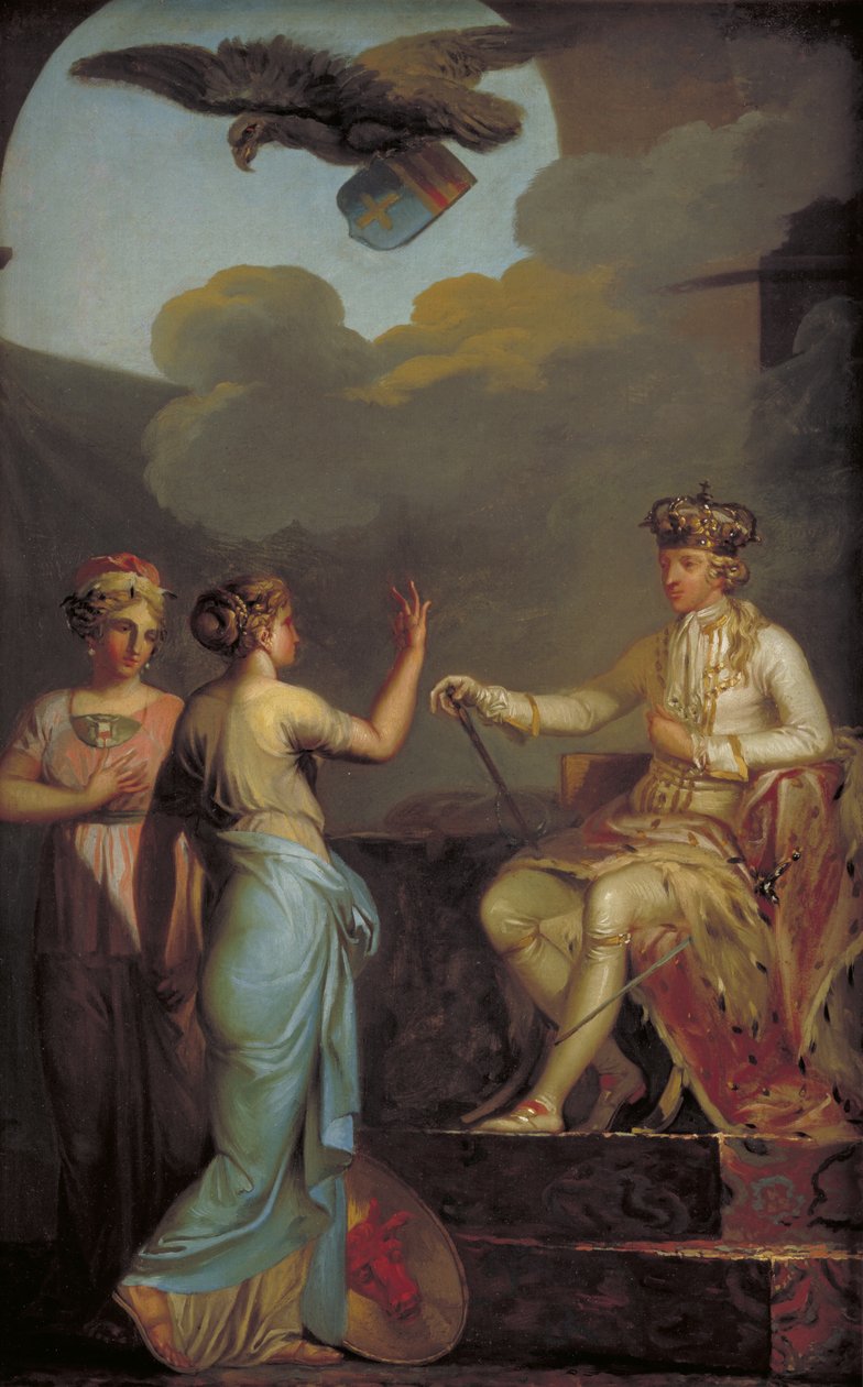 Keresztény VII. A herceg egyesítése Holstein királyi részével 1773-ban alkotó: Nicolai Abildgaard