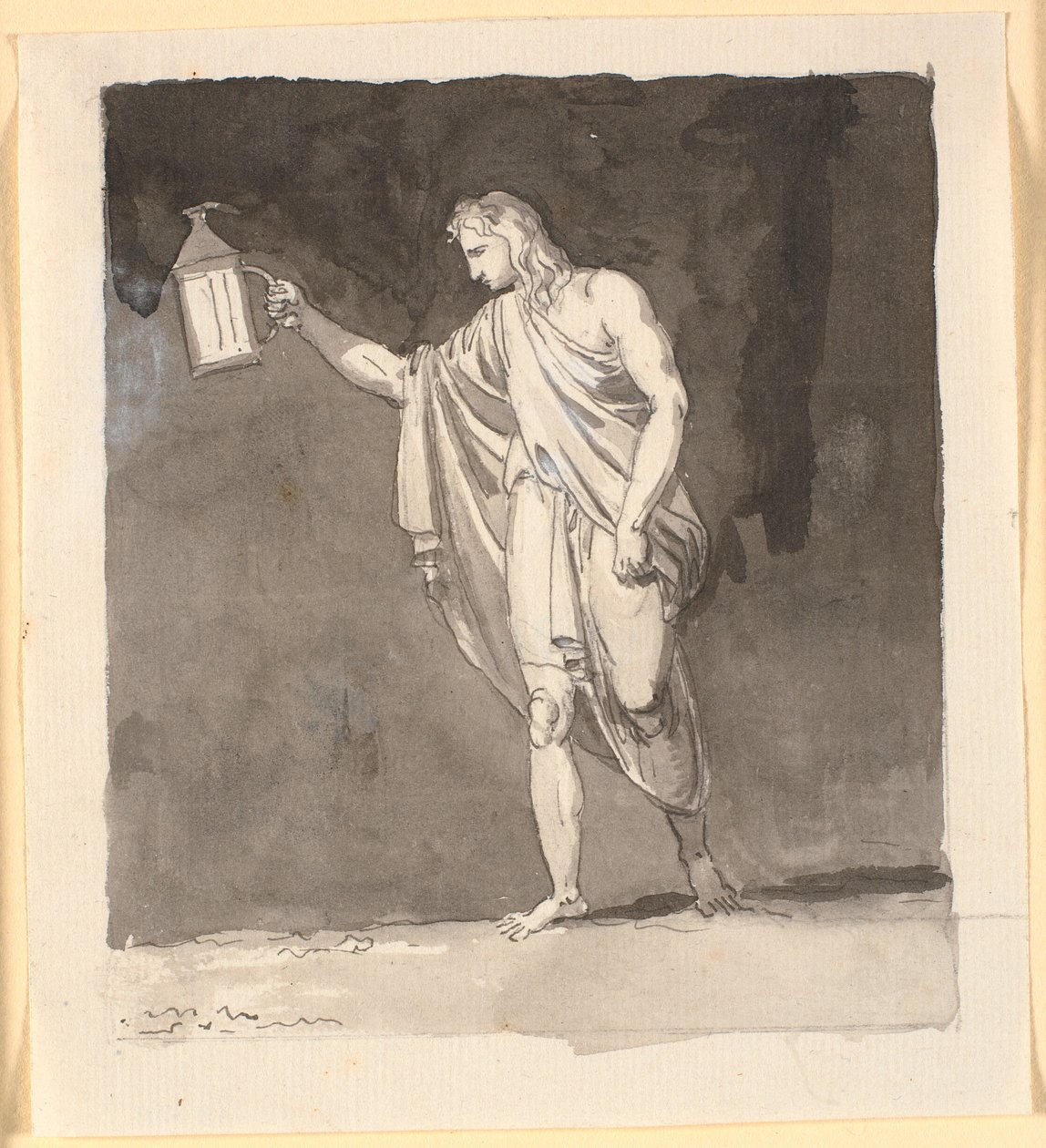 Diogenes fénylik a sötétben lámpással alkotó: Nicolai Abildgaard