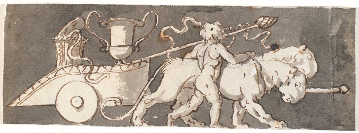 Frieze fiúval az oroszlánok által húzott Bacchus és Mars (vagy Plútó) szekerénél alkotó: Nicolai Abildgaard