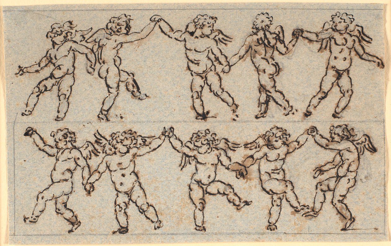 Frieze két sor táncoló amorral alkotó: Nicolai Abildgaard