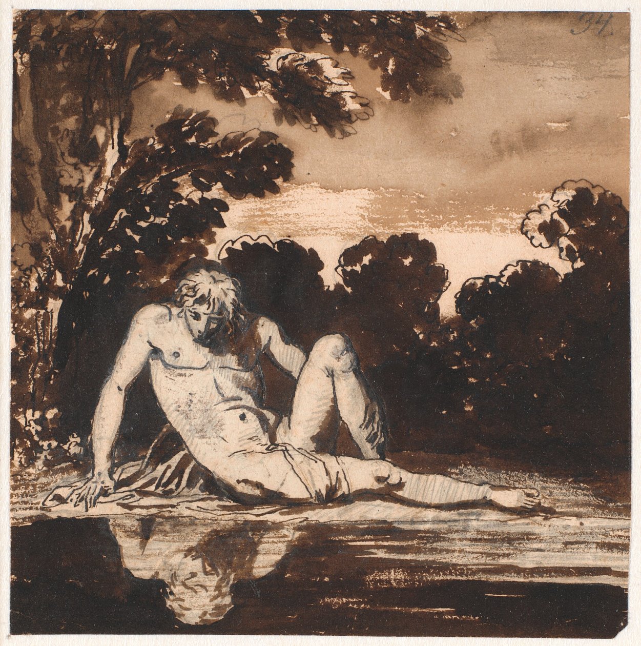 Hyachinthos, Apollón ifjúsága, Narcissus, a patak mellett pihen alkotó: Nicolai Abildgaard