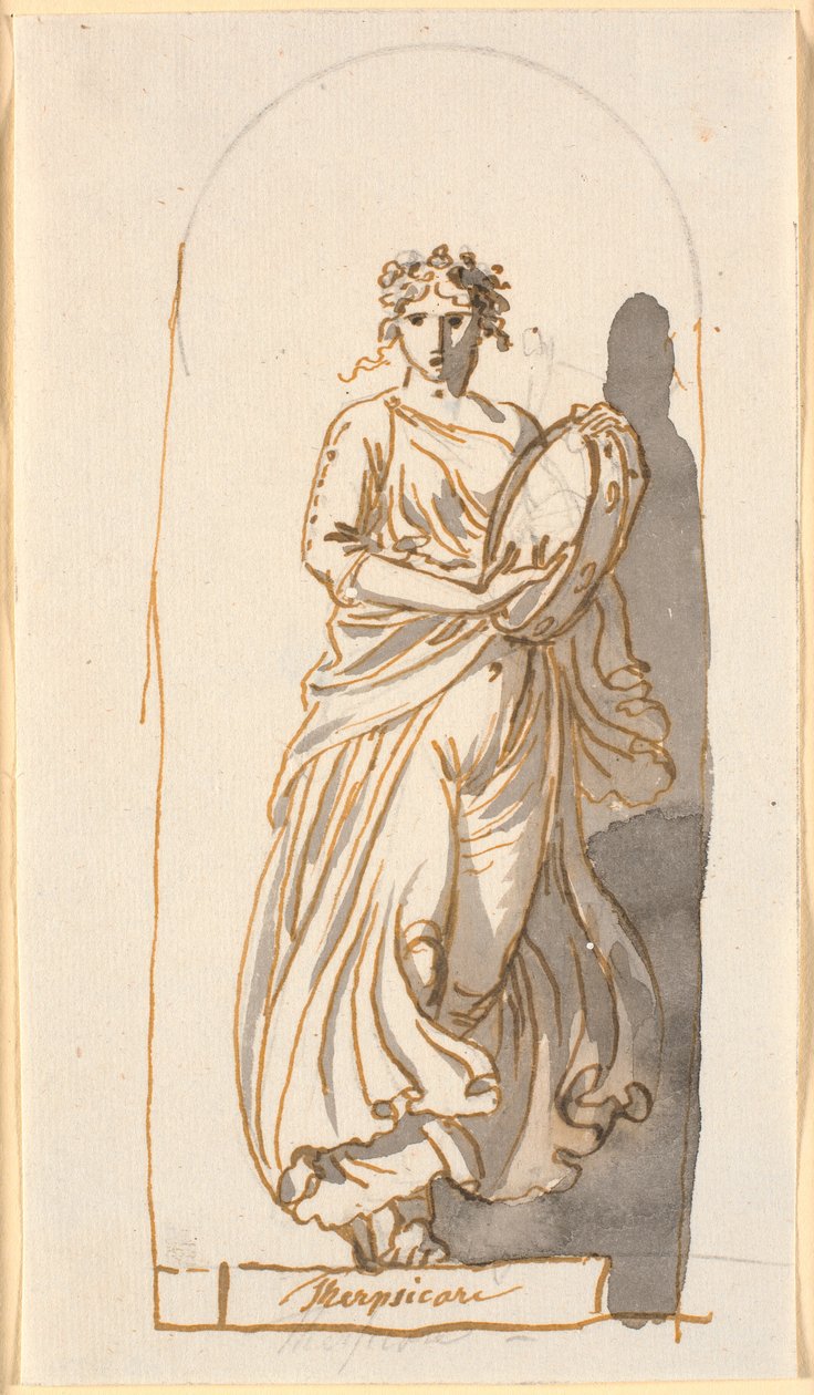 Terpsichore, a tánc múzsája, mint szobor egy fülkében alkotó: Nicolai Abildgaard