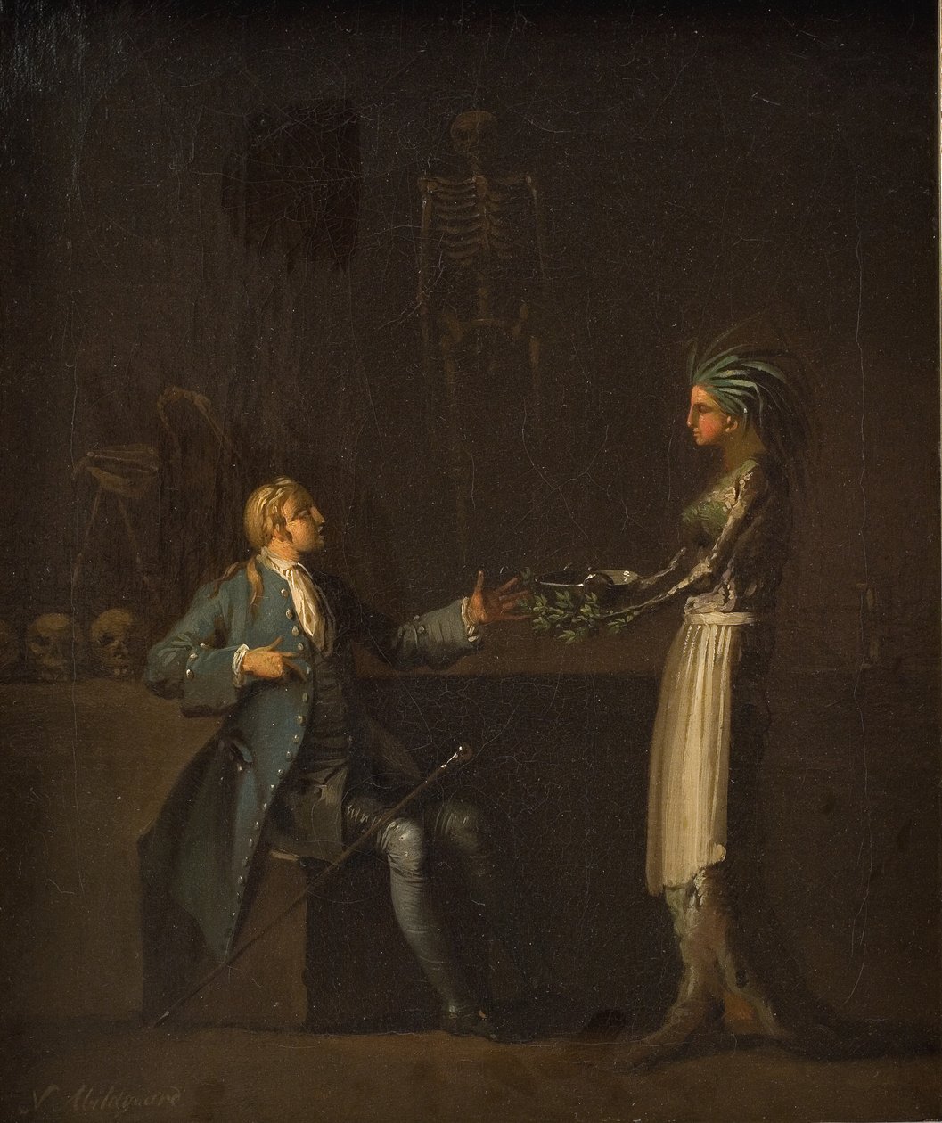 Az orvos felesége felfedi férje Niels Klim anatomizálási szándékát alkotó: Nicolai Abildgaard