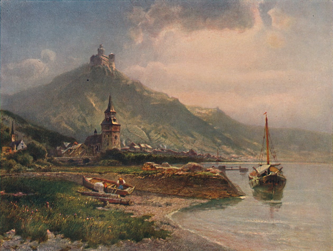 Braubach und die Marksburg, Braubach és Marksburg vára, 1923. alkotó: Nicolai Astudin