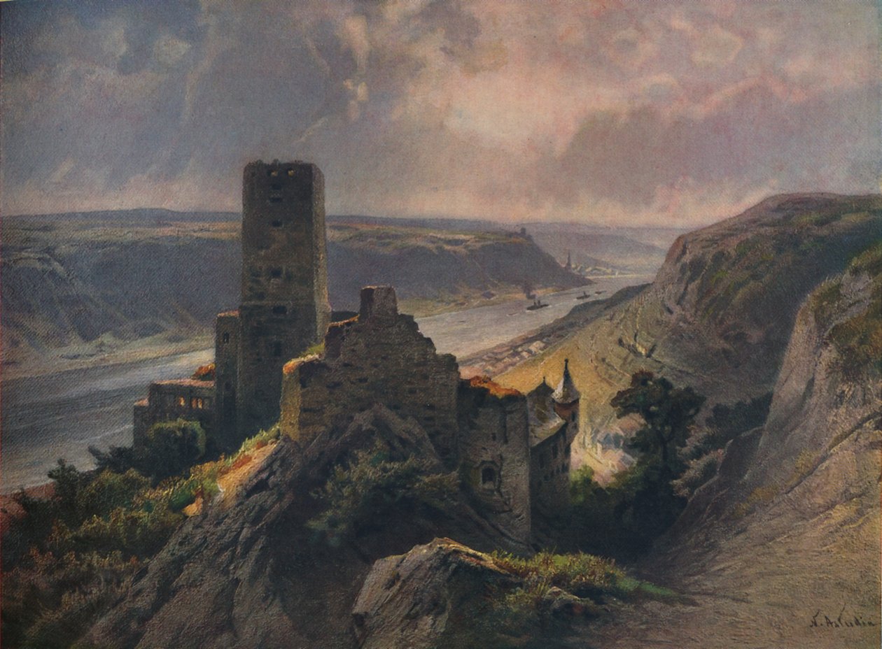 Oberweselre néző Gutenfels-kastély, Oberweselre néző Gutenfels-kastély, 1923. alkotó: Nicolai Astudin