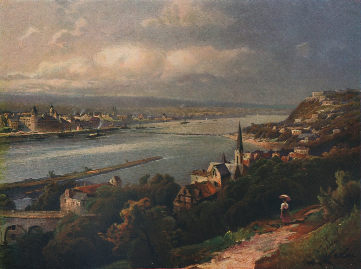 Coblenz und Ehrenbreitstein, Coblenz és Ehrenbreitstein erőd, 1923. alkotó: Nicolai Astudin