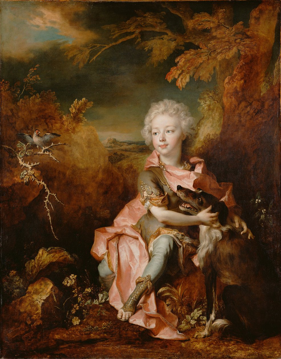 Divatos ruhás fiú portréja alkotó: Nicolas de Largillière