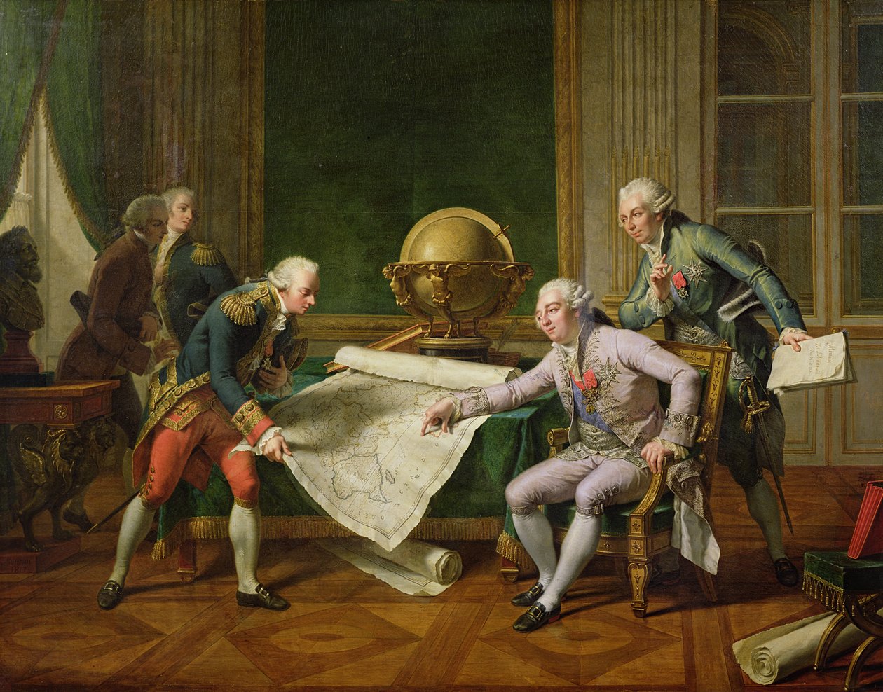 XVI. Lajos (1754-93) utasításokat adott La Perouse-nak, 1785. június 29., 1817 alkotó: Nicolas Andre Monsiau
