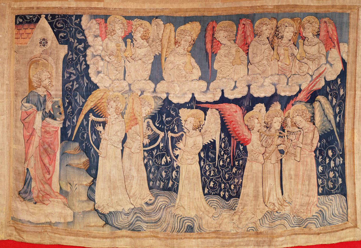 Hét angyal hét kulacsot cipelve, az Angers Apokalipszis kárpitjából, 1373-87 (szőttes) alkotó: Nicolas Bataille