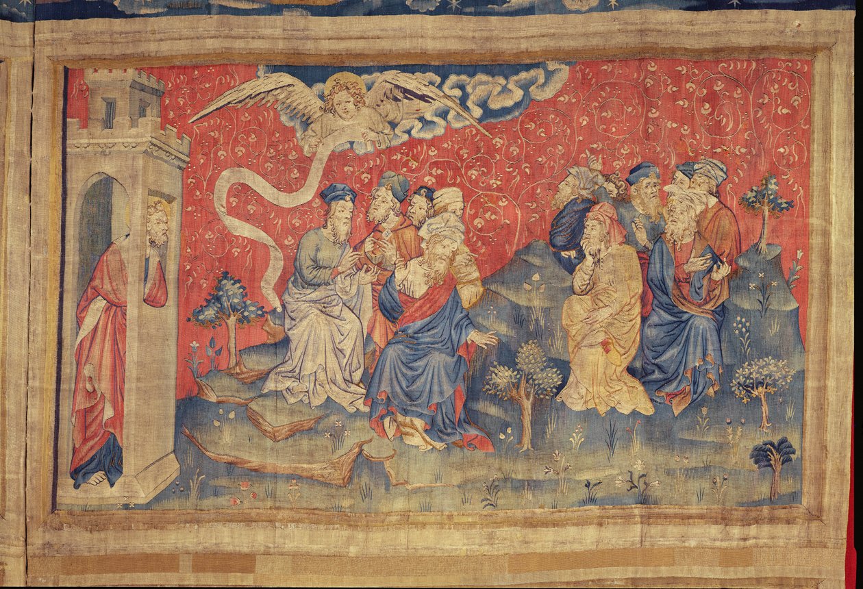 Az arkangyal győzelmet jövendöl, az Apokalipszis Angers-i faliszőnyegből, 1373-87 (szőttes) alkotó: Nicolas Bataille