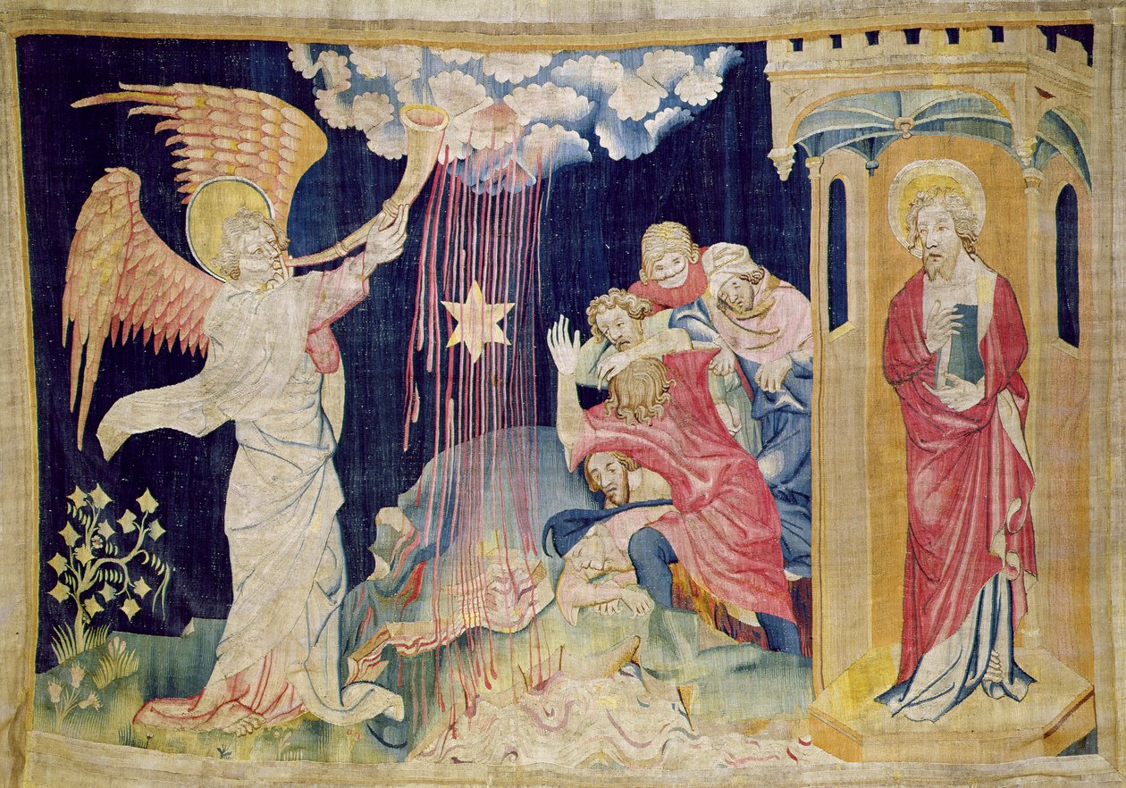 A Harmadik trombita és az ürömcsillag, 22. szám Angers Apokalipsziséből, 1373-87 (szőttes) alkotó: Nicolas Bataille