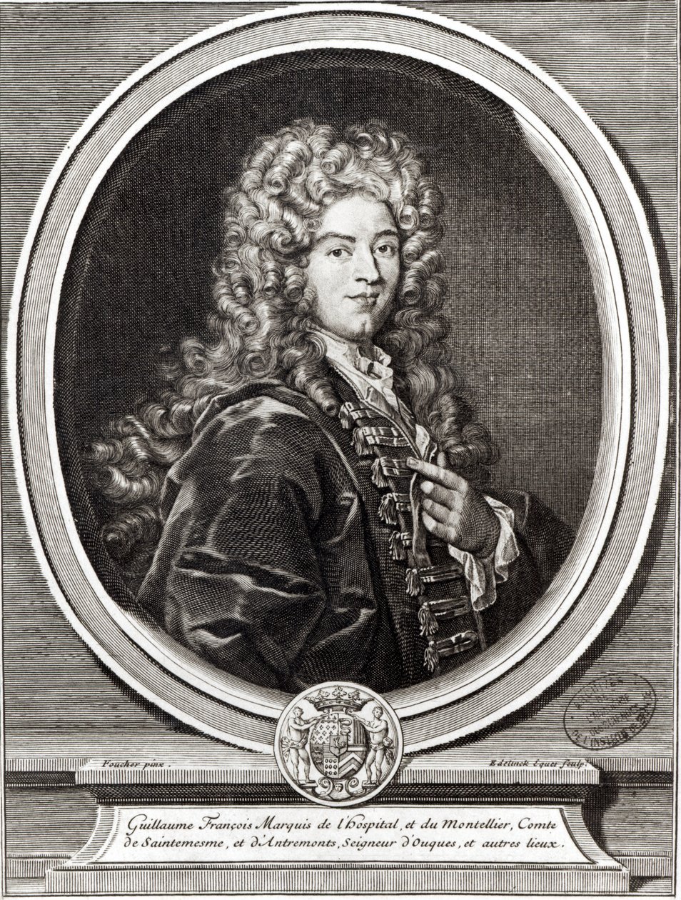 Guillaume de LHospital (1661-1704) portréja, metszette Gerard Edelinck (1640-1707) (színes fotó) alkotó: Nicolas Foucher