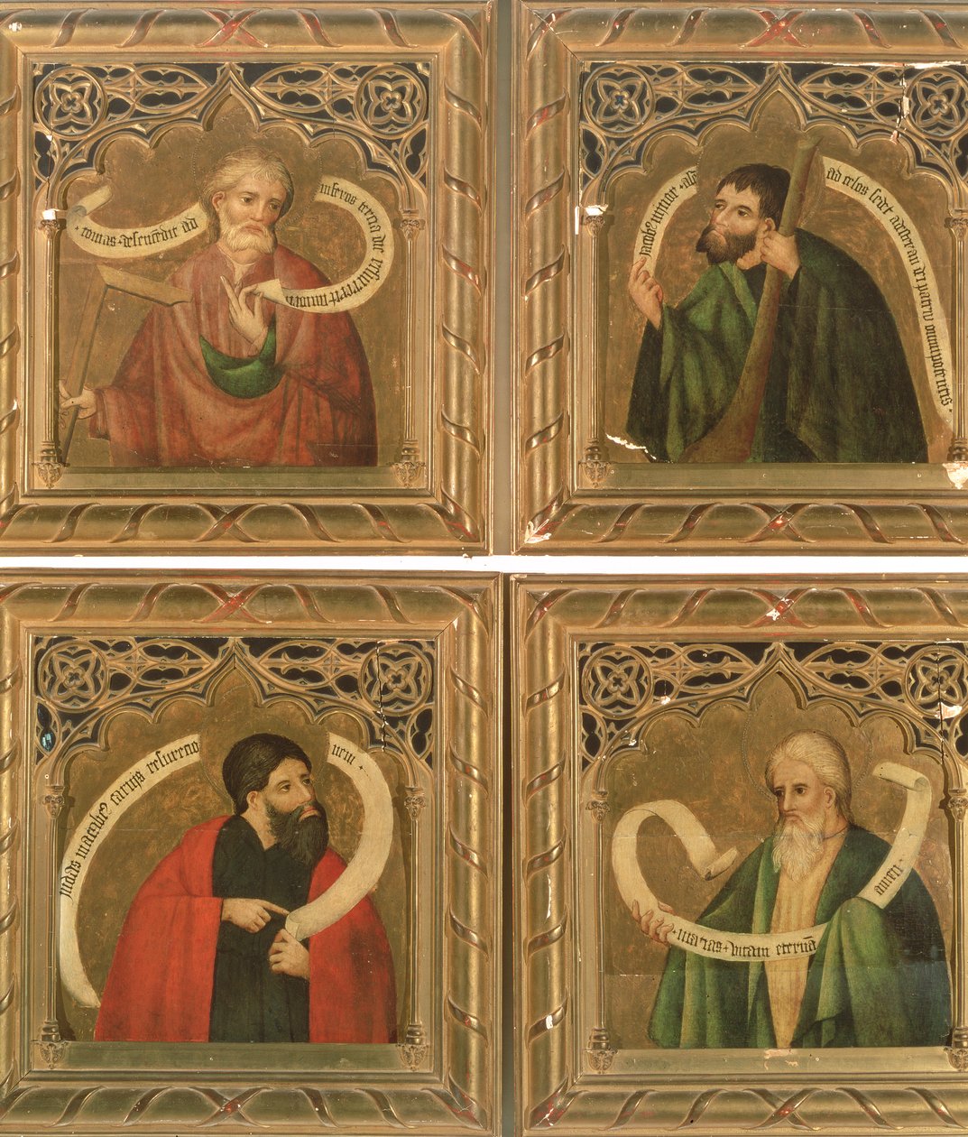SS. Tamás, Kisebb Jakab, Júdás Makkabeus és Mátyás 1468 (panel) alkotó: Nicolas Frances
