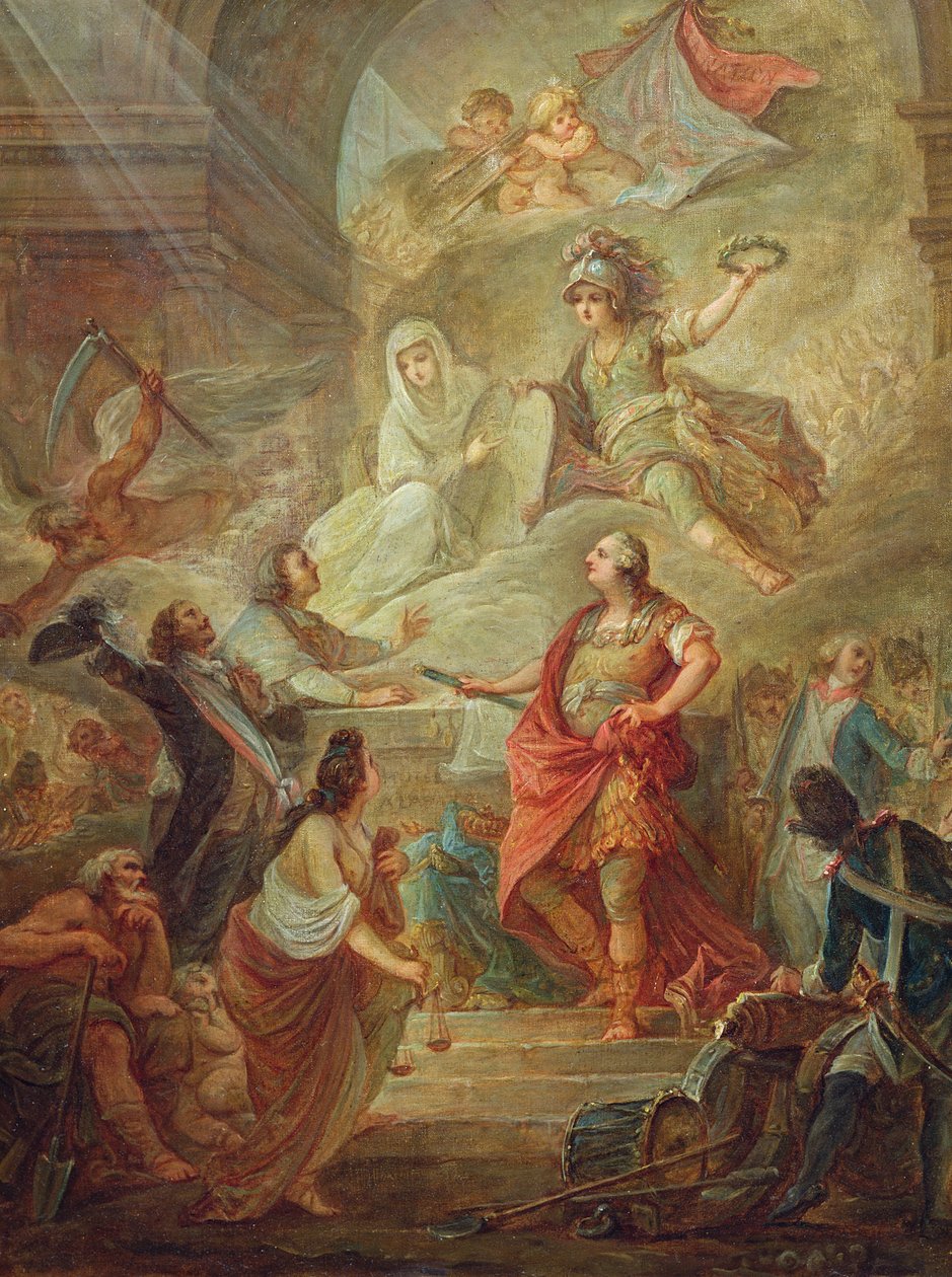 XVI. Lajos (1754-93) a haza oltárán esküszik az alkotmány iránti hűségre alkotó: Nicolas Guy Brenet