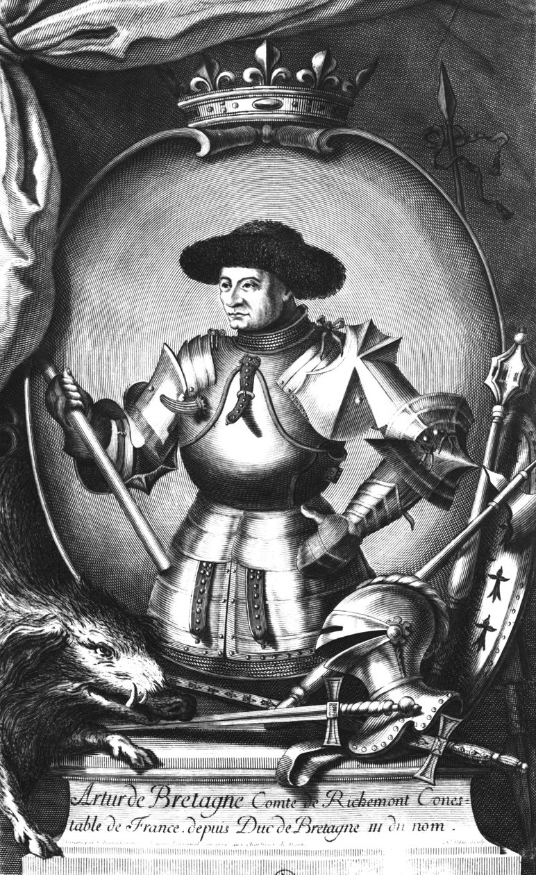 III. Arthur (1393-1458) Bretagne-ból, metszett F.J. Chaperon alkotó: Nicolas I, the Elder Pitau