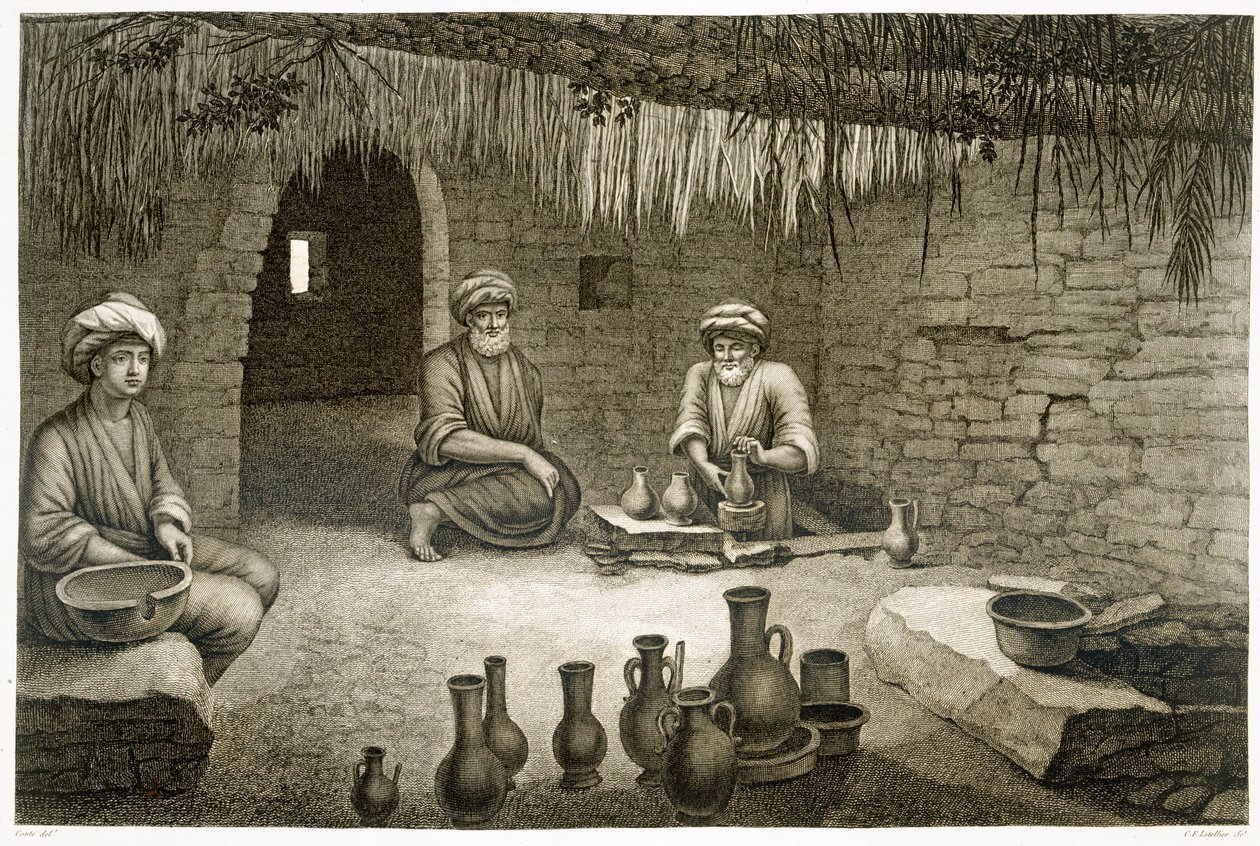 Egy fazekasműhely belseje, az „Egyiptom leírása” II. kötetből, vésett: C.F. Letellier, kocsma. Napóleon parancsára, 1822 alkotó: Nicolas Jacques Conte