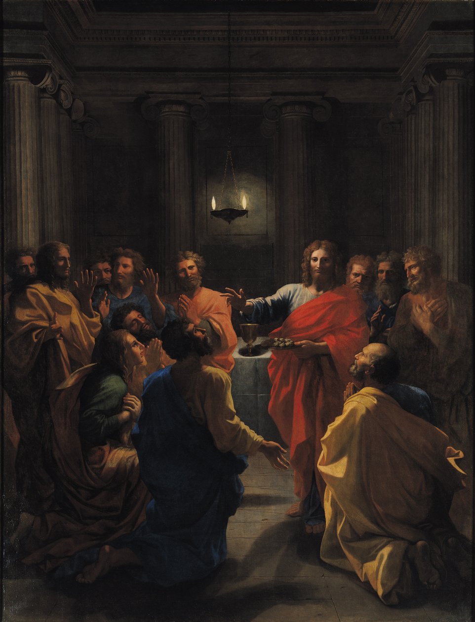 Krisztus beiktatja az Eucharisztiát, avagy Az utolsó vacsora, 1640 alkotó: Nicolas Poussin