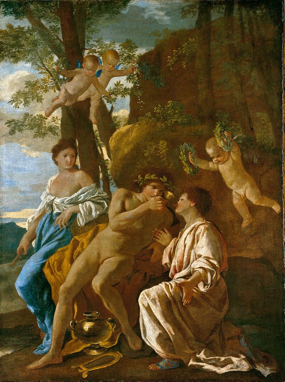 LInspiration du poète (Alsó -Szászországi Állami Múzeum) alkotó: Nicolas Poussin