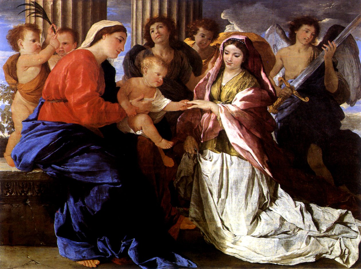 Szent Katalin misztikus esküvője alkotó: Nicolas Poussin