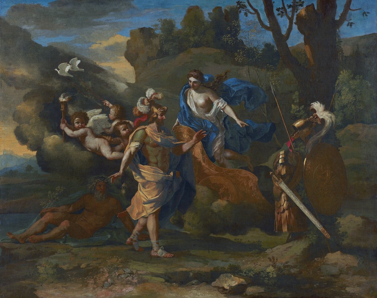 Vénusz megmutatja fegyvereit Aeneasnak alkotó: Nicolas Poussin