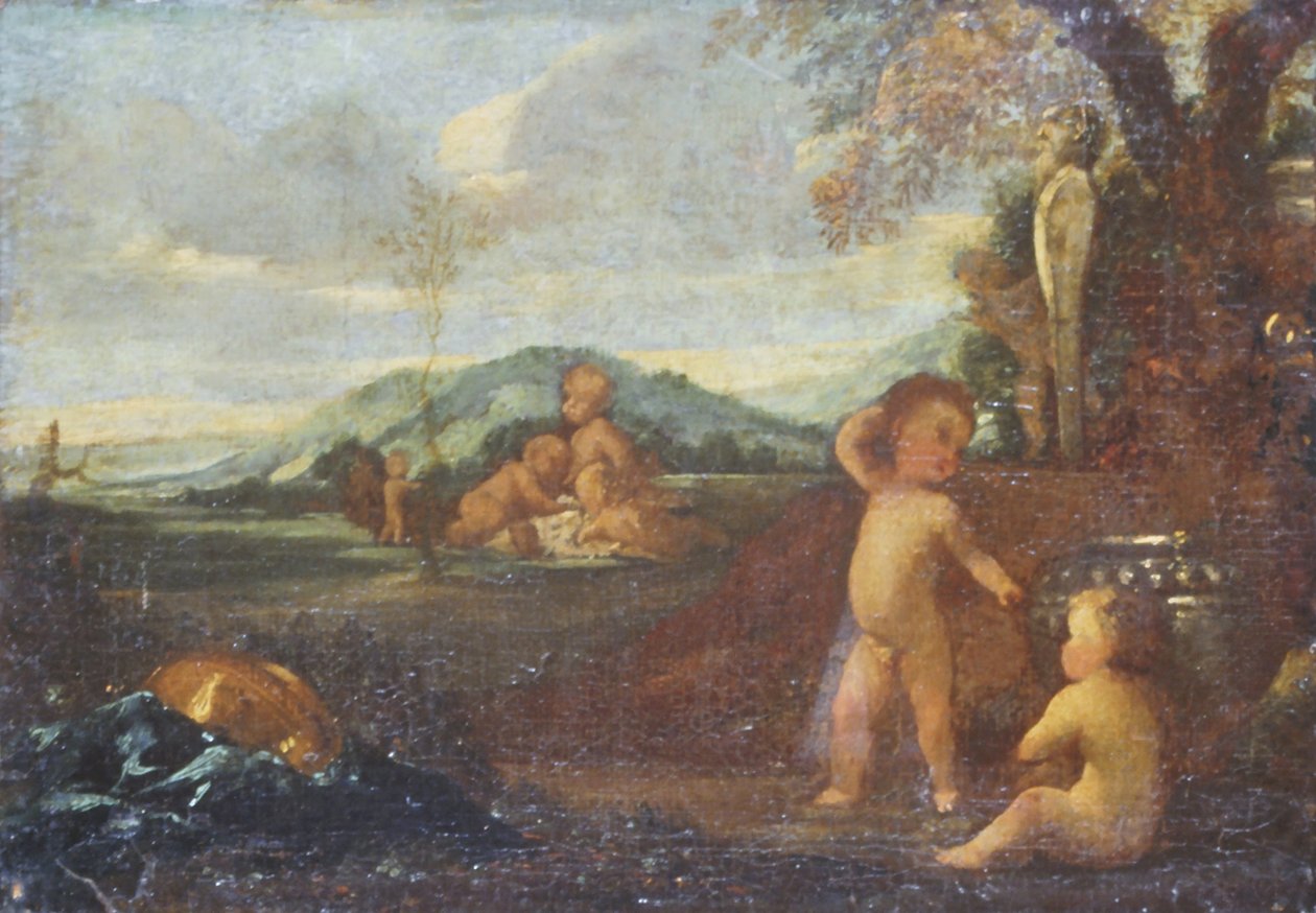Putti a tájban alkotó: Nicolas Poussin