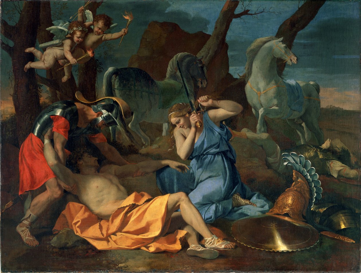 Tancred és Erminia, 1635 körül alkotó: Nicolas Poussin