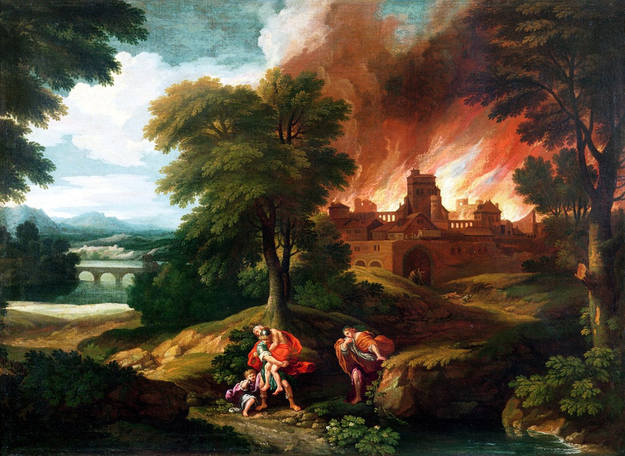 Trója égése alkotó: Nicolas Poussin