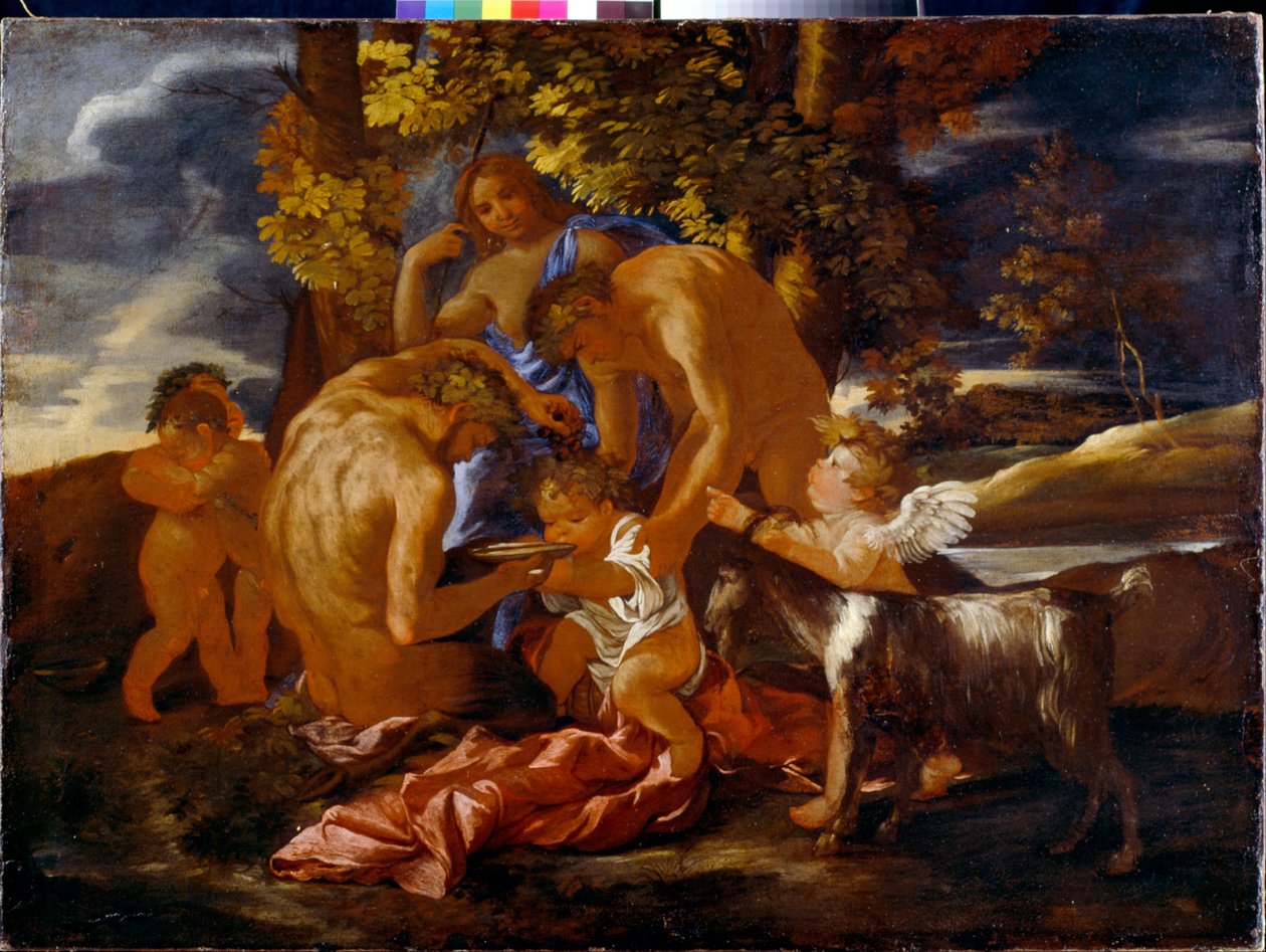 Bacchus nevelése alkotó: Nicolas Poussin