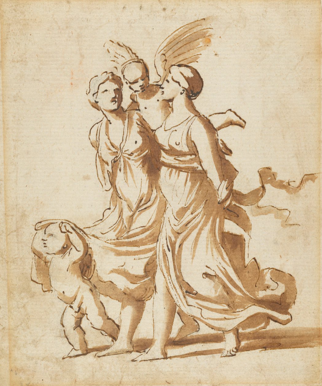 Két lány Cupido kíséretében, 1625 körül alkotó: Nicolas Poussin