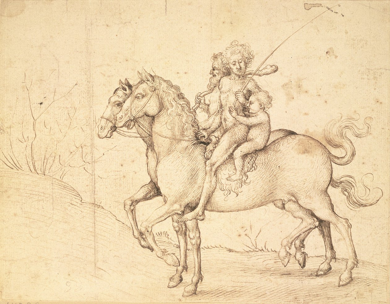 Kilátás a római Campagna-ra, 1640-es évek eleje (ecset és barna mosás fekete krétán) alkotó: Nicolas Poussin