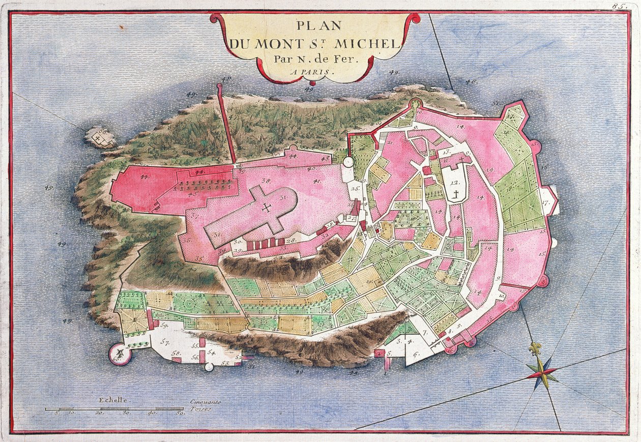 Mont Saint-Michel terve, 1703 alkotó: Nicolas de Fer