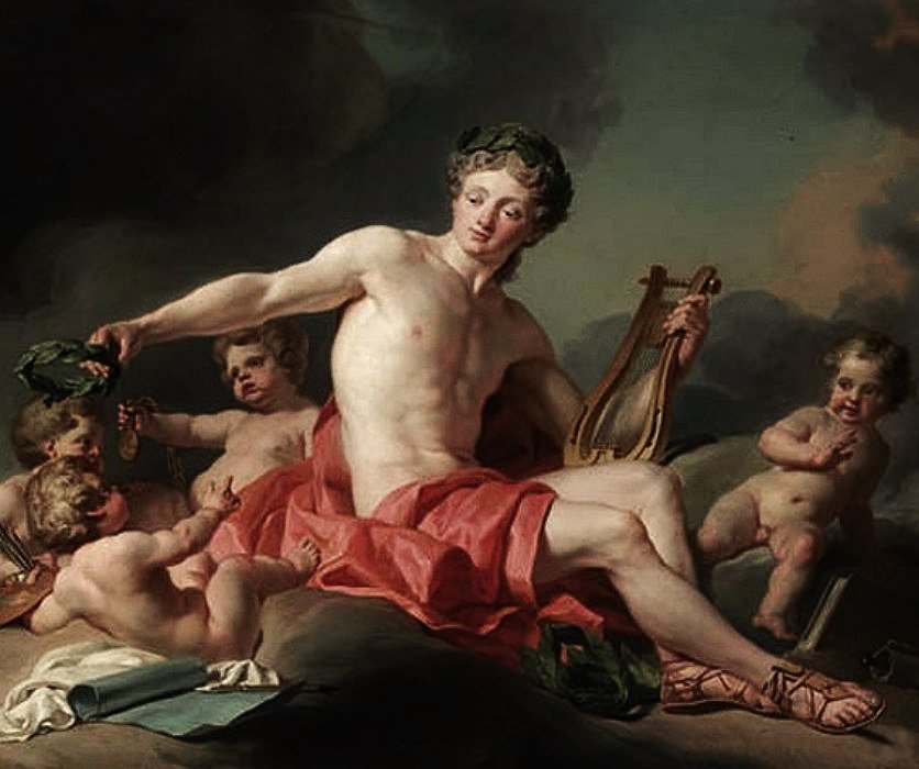 Apolló koronázza a művészetet alkotó: Nicolas Guy Brenet